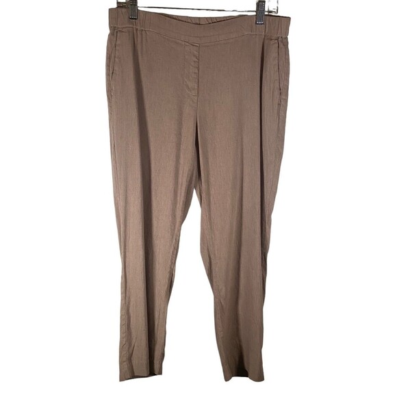 J. Jill Linen Blend Stretch Beige Capri Crop Skimmer Pant‎ Elastic Waist Size M - Picture 1 of 9